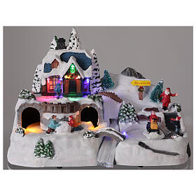 Miasteczko Boże Narodzenie dzieci, święty Mikołaj, śnieg, oświetlenie led, muzyka, 25x40x20 cm