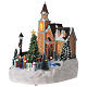 Aldeia de Natal em miniatura igreja com árvore, glitter, luzes e música, 35,5x26,5x29,5 cm s3