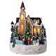 Church Christmas village glitter tree lights music 35x25x30 cm s1