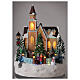Church Christmas village glitter tree lights music 35x25x30 cm s2
