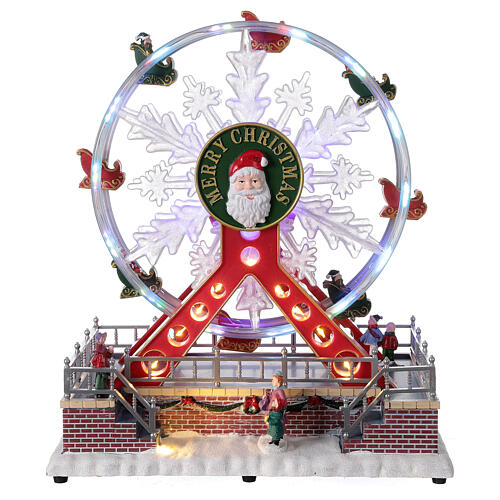 Weihnachtliches Riesenrad mit LEDs und Musik, 25x25x15 cm 1