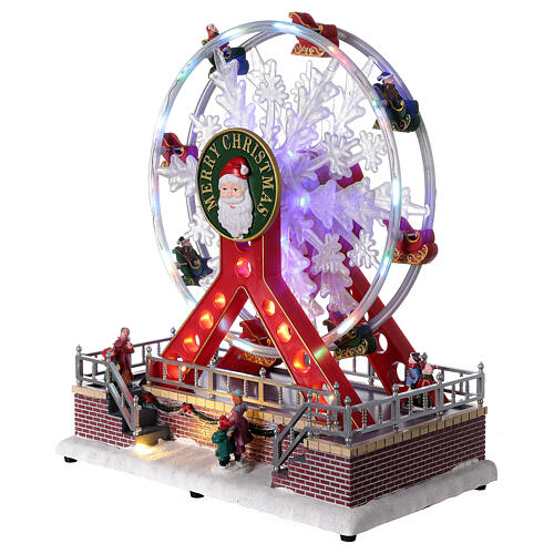 Weihnachtliches Riesenrad mit LEDs und Musik, 25x25x15 cm 3