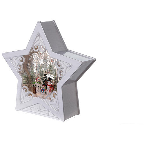 Stern aus Glas mit Schneemannfamilie, 25x25x5 cm 3