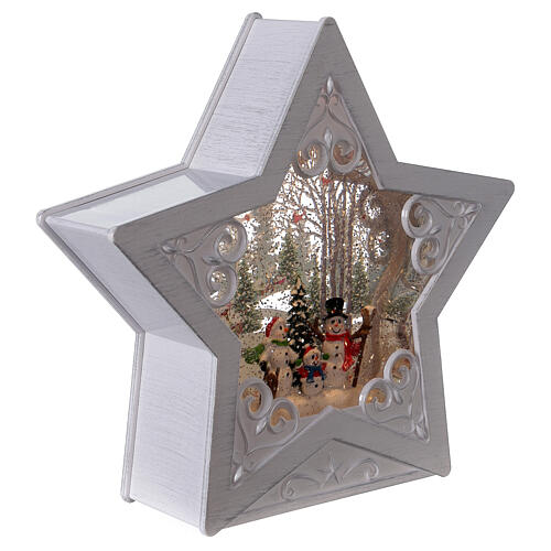 Stern aus Glas mit Schneemannfamilie, 25x25x5 cm 4