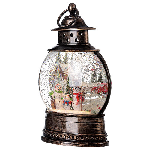 Snow globe lantern snowmen family LED lights 30x20x10 cm 3