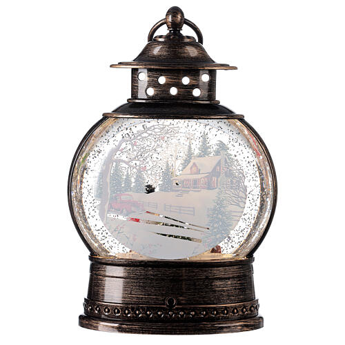 Snow globe lantern snowmen family LED lights 30x20x10 cm 5