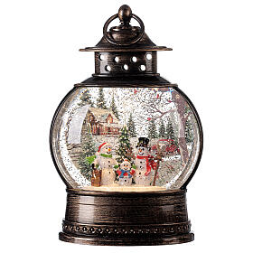 Boule à neige lanterne famille bonhommes de neige lumières LED 30x20x10 cm