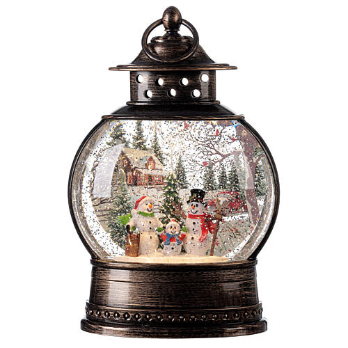 Boule à neige lanterne famille bonhommes de neige lumières LED 30x20x10 cm 1