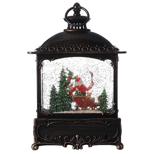 Lanterne carrée verre neige Père Noël LED 30x20x10 cm 5