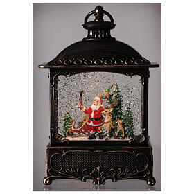 Square lantern snow globe Santa Claus LED 30x20x10 cm