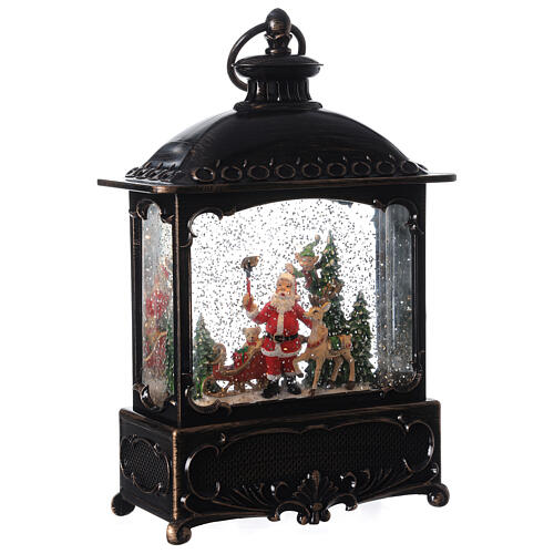 Square lantern snow globe Santa Claus LED 30x20x10 cm 4