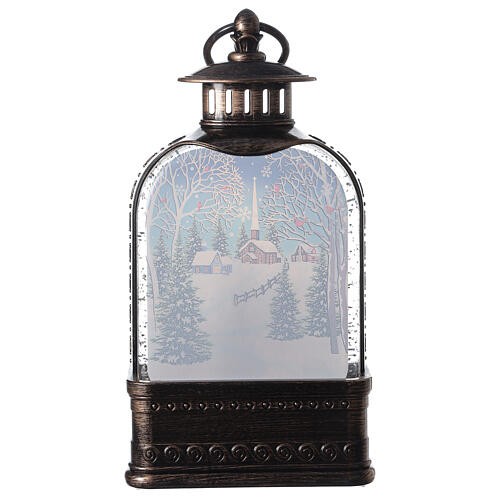 Boule à neige en verre lanterne paysage Père Noël 25x15x5 cm 5