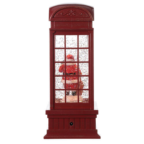 Cabine téléphonique rouge neige Père Noël 25x10x10 cm 5