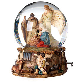 Szklana kula ze śniegiem scena narodzin Jezusa i pasterz 20 cm