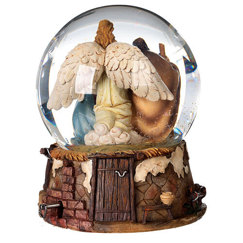 Szklana kula ze śniegiem scena narodzin Jezusa i pasterz 20 cm 5