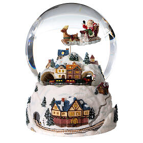 Bola de vidrio nieve purpurina pueblo navideño 12 cm