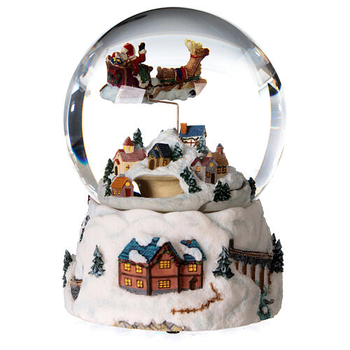 Bola de vidrio nieve purpurina pueblo navideño 12 cm 5