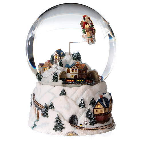Sfera di vetro neve glitter villaggio natalizio 12 cm 3