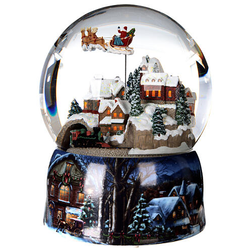Kula śnieżna miasteczko z pociągiem brokat 15 cm 2