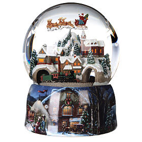 Snow globe glitter village with train 15 cm