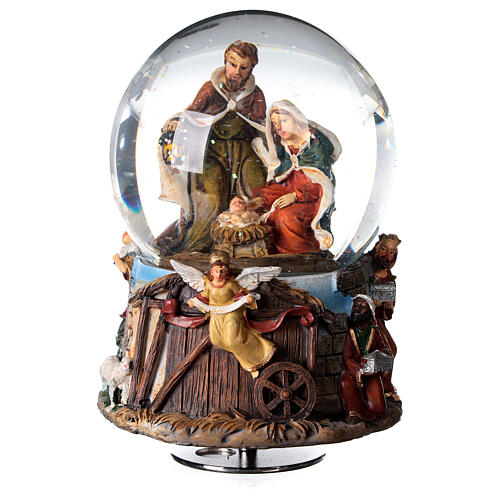 Globo de neve de vidro Natividade, pastor e Reis Magos, diâmetro 10 cm 4