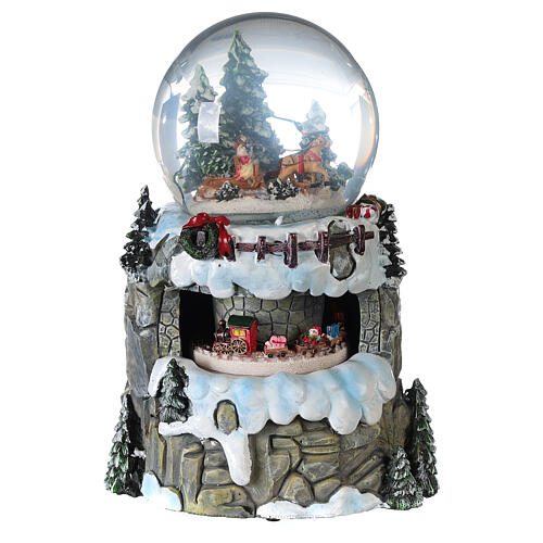 Christmas Snow globe sleigh and train 13 cm 2