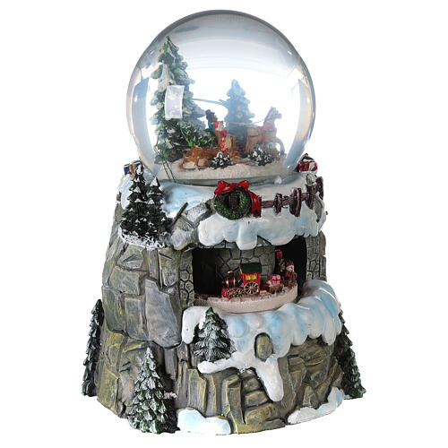 Christmas Snow globe sleigh and train 13 cm 5