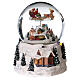 Glass ball snow glitter Christmas village with river s5