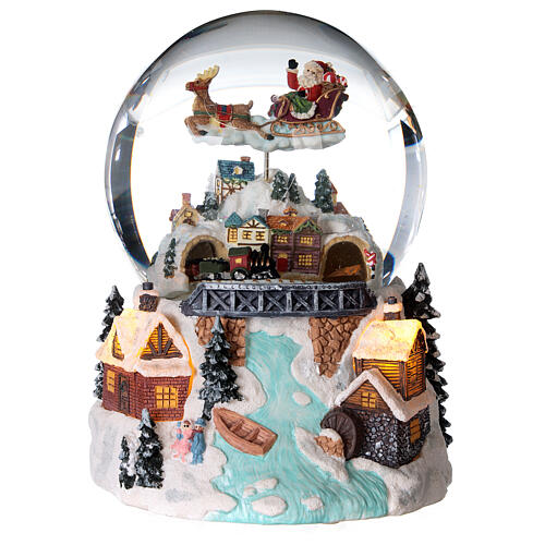 Glass snow globe glitter Christmas village with river 12 cm 1