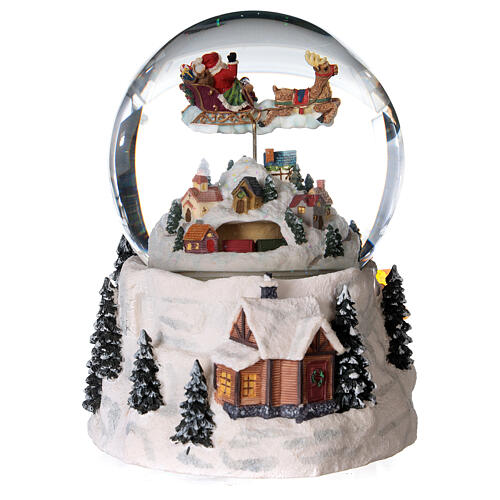 Glass snow globe glitter Christmas village with river 12 cm 5