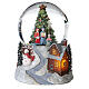 Glass ball snow glitter Christmas tree and house with snowman s4