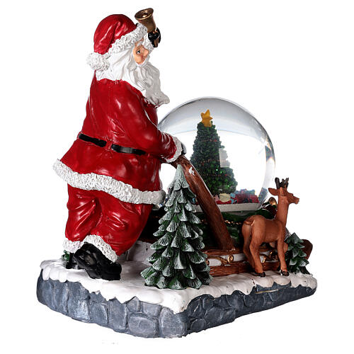 Glas-Glitzer-Schneekugel Weihnachtsmann mit Schlitten, 30x30x25 cm 4