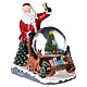 Glass ball snow glitter Father Christmas with toboggan s3