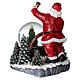 Glass ball snow glitter Father Christmas with toboggan s5