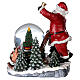 Glass ball snow glitter Father Christmas with toboggan s6
