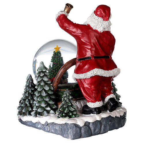 Sfera di vetro neve glitter Babbo Natale con slittino 30x30x25 cm 5