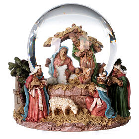 Szklana kula śnieg brokat scena narodzin Jezusa i Trzej Królowie Mędrcy 12 cm