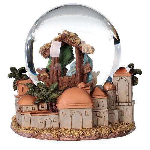 Globo de vidro com neve glitter figuras Natividade e Reis Magos, diâmetro 12 cm 5