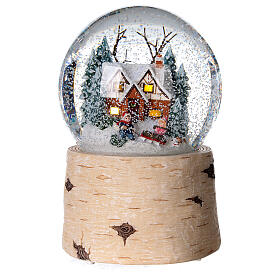 Bola de vidrio nieve niños con trineo 12 cm