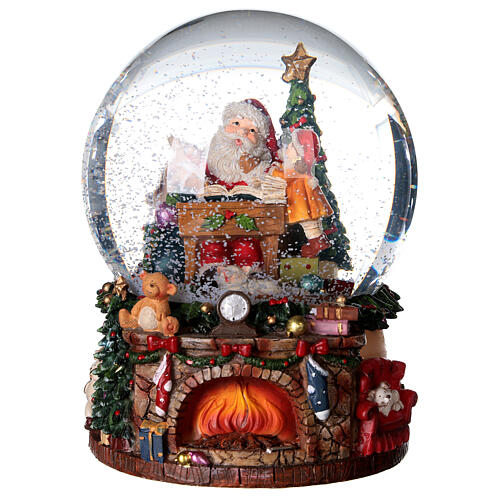 Bola de vidrio con Papá Noel y juguetes 15 cm 4