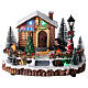 Pueblo navideño Papá Noel y hoguera luces música 25x15x20 cm s1