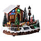 Christmas village Santa Claus and bonfire lights and music 25x15x20 cm s4