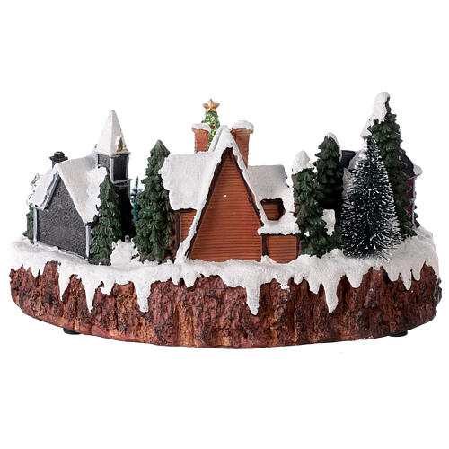 Villaggio natalizio albero di Natale e bambini luci e musica 30x15x30 cm 5