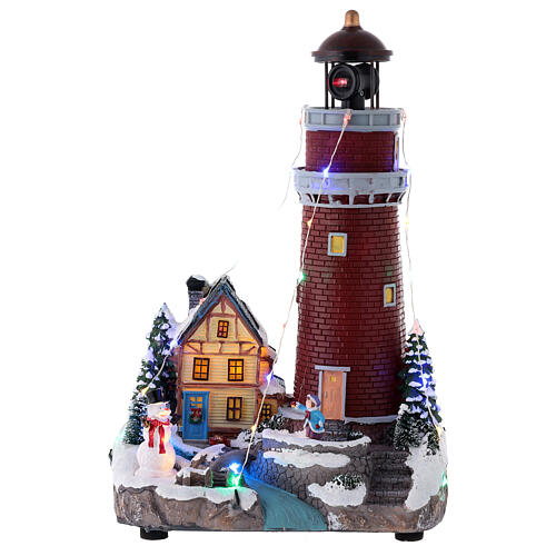 Christmas village lighthouse animated 30x18x15 cm battery powered 1