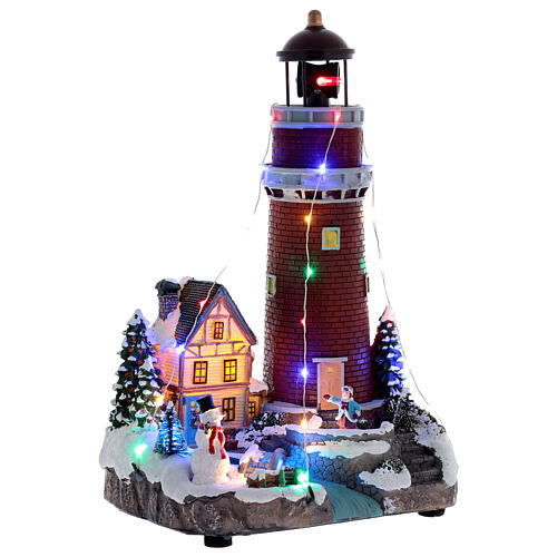 Christmas village lighthouse animated 30x18x15 cm battery powered 4