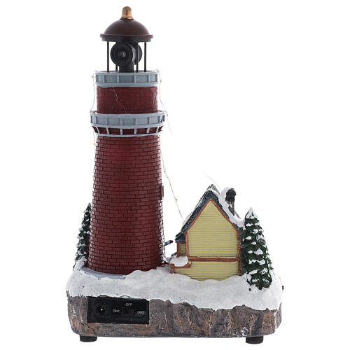 Christmas village lighthouse animated 30x18x15 cm battery powered 5