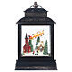 Squared glass lantern, Santa on his sleigh, LED lights and snow, 30x18x10 cm s1