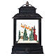 Squared glass lantern, Santa on his sleigh, LED lights and snow, 30x18x10 cm s7