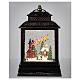 Lanterna squadrata vetro neve Babbo Natale con slitta LED 30x18x10 cm s2