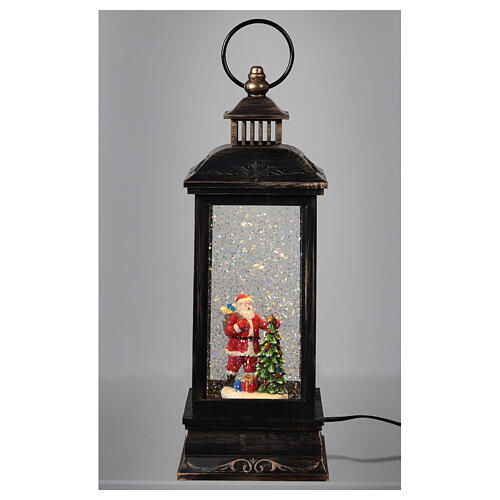 Palla di vetro neve lanterna bronzo Babbo Natale 30x10x10 cm 2